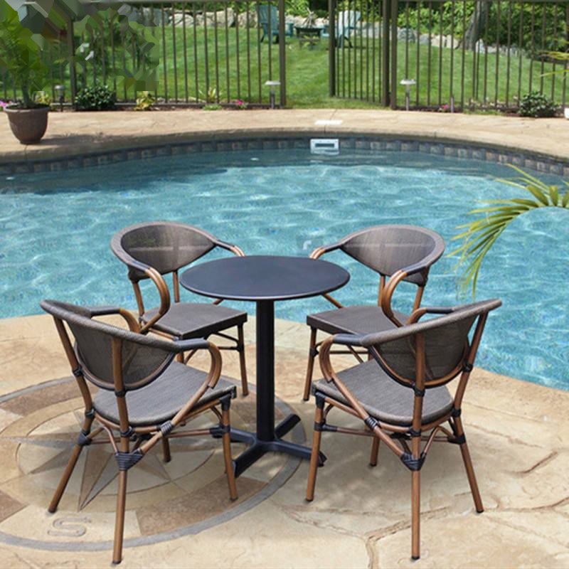 Modern rust-proof and waterproof aluminum French business chair for outdoor dining rooms, cafes, bedrooms, parks, kitchens, patios, and metal furniture image 4