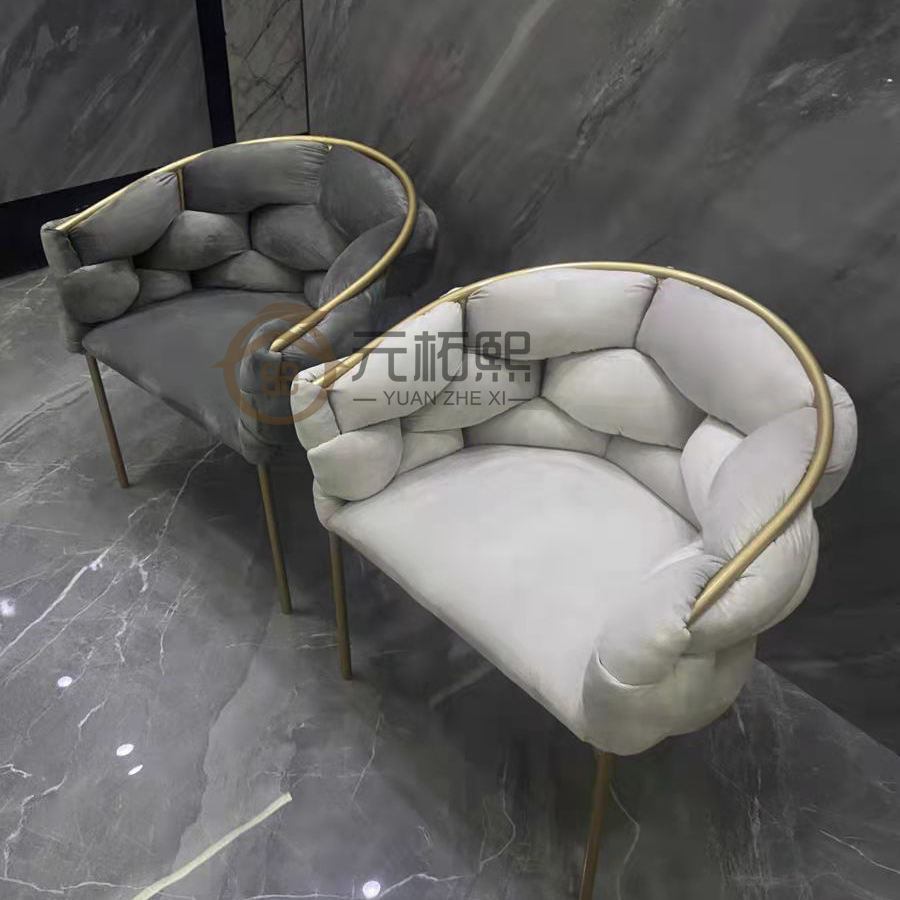 Coffee shop, minimalist restaurant, nail salon, makeup studio, restaurant, accent chair, new design, beige velvet tufted chair image 2