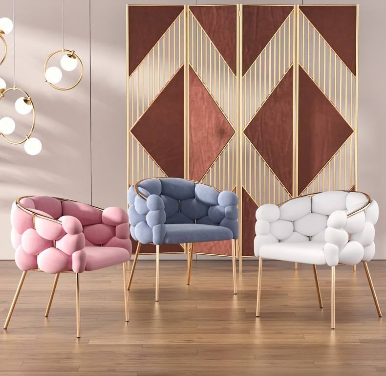 Coffee shop, minimalist restaurant, nail salon, makeup studio, restaurant, accent chair, new design, beige velvet tufted chair image 4