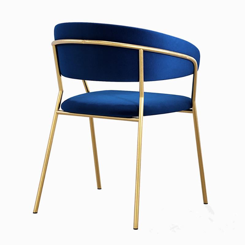 Post-modern Italian style minimalist dining chair, light luxury golden velvet armchair, stainless steel seating area, suitable for home office image 2