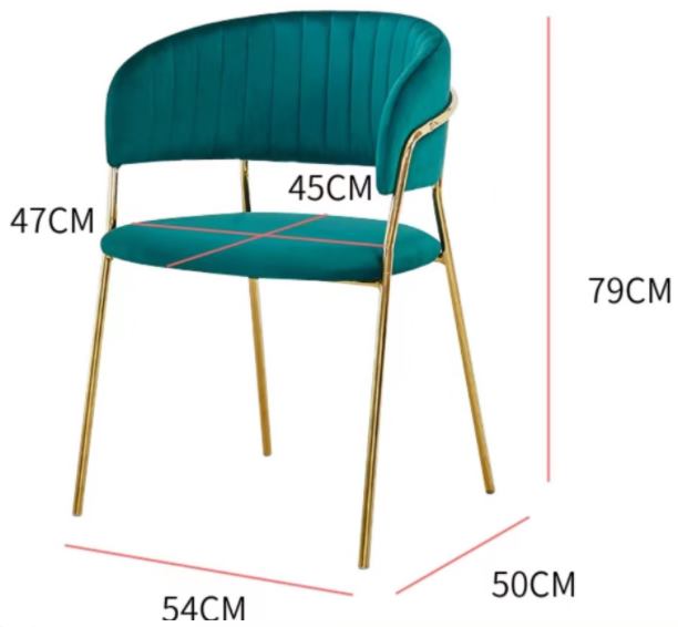 Post-modern Italian style minimalist dining chair, light luxury golden velvet armchair, stainless steel seating area, suitable for home office image 3