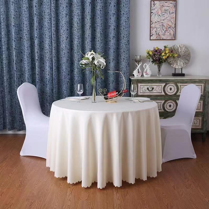 Handmade modern style round banquet tablecloth, customized for family parties and weddings, made of polyester/cotton image 2