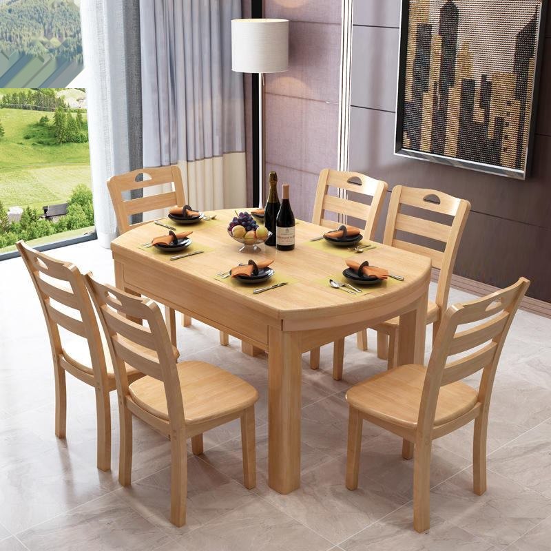 Simple design dining set furniture, rustic style, white dining room set, wooden 4-seater dining table, dining room set image 2