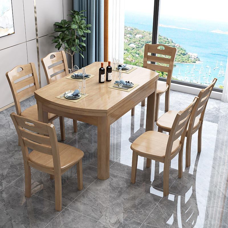 Simple design dining set furniture, rustic style, white dining room set, wooden 4-seater dining table, dining room set image 4