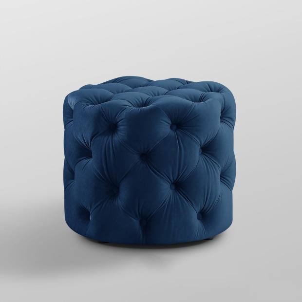 Round blue bench velvet bench living room hotel fabric bench image 4
