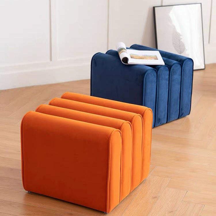 Living room entrance bedroom school modern luxury round footrest solid wood soft cloth color color