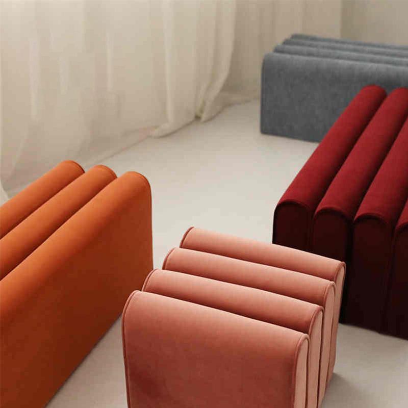 Living room entrance bedroom school modern luxury round footrest solid wood soft cloth color color image 4