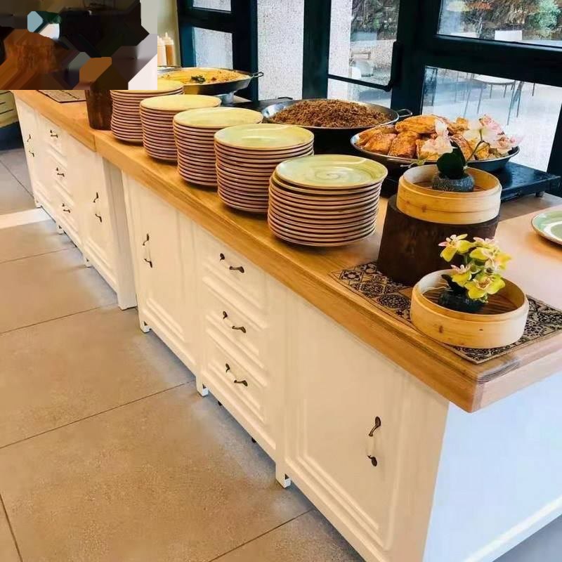 Modern white wood buffet cabinets and cutlery cabinets for outdoor banquet events or weddings - fashionable living room furniture