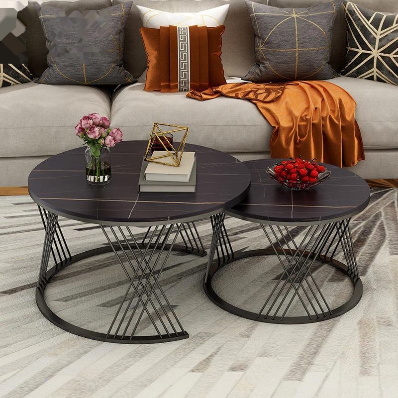 Nordic white farmhouse living room furniture set rectangular coffee table wooden metal marble stone for home office use image 2