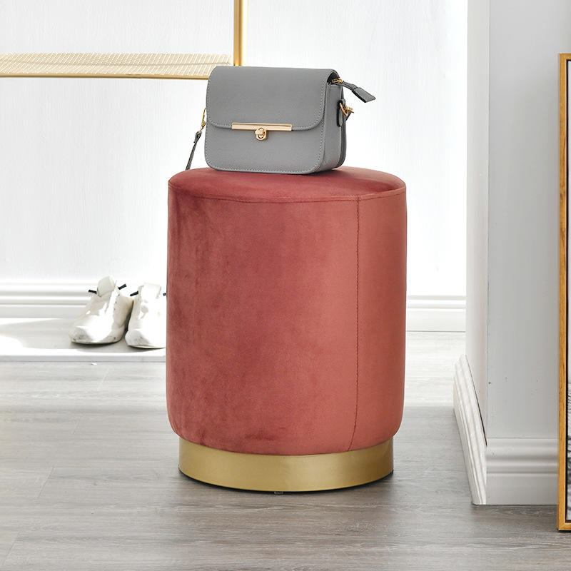 Nordic small chair, stool, personality, fashion, creativity, Ottoman stool, velvet, modern, simple, luxurious round stool image 2