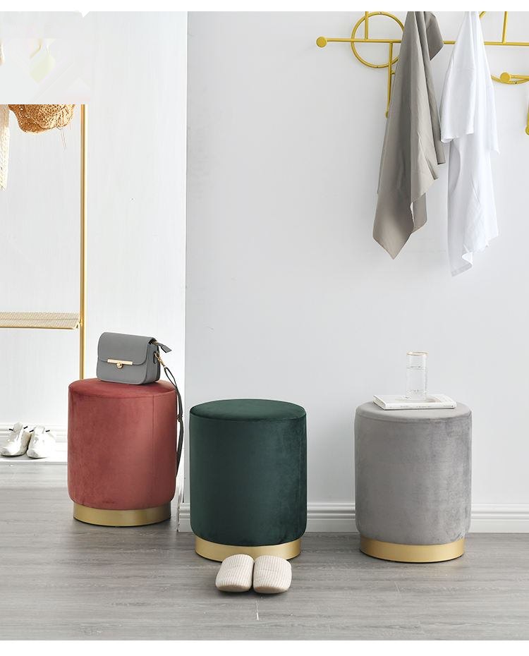 Nordic small chair, stool, personality, fashion, creativity, Ottoman stool, velvet, modern, simple, luxurious round stool image 4