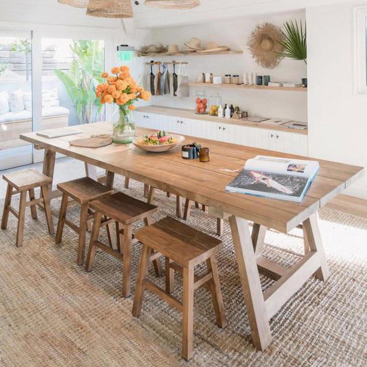 Customizable solid wood rectangular dining table with 6/8/10 seats, dining room kitchen and dining room furniture