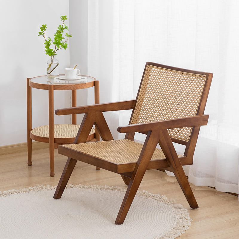High quality solid wood arm chair design, wicker rattan rattan lounge chair, hotel coffee living room chair image 3