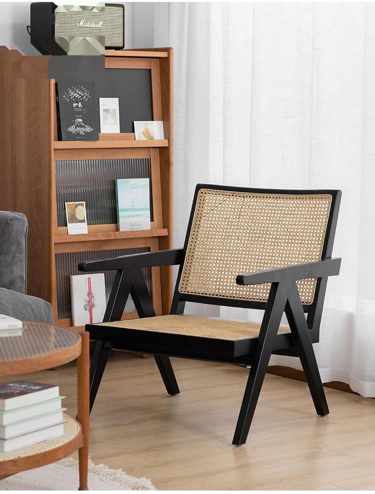 High quality solid wood arm chair design, wicker rattan rattan lounge chair, hotel coffee living room chair image 4