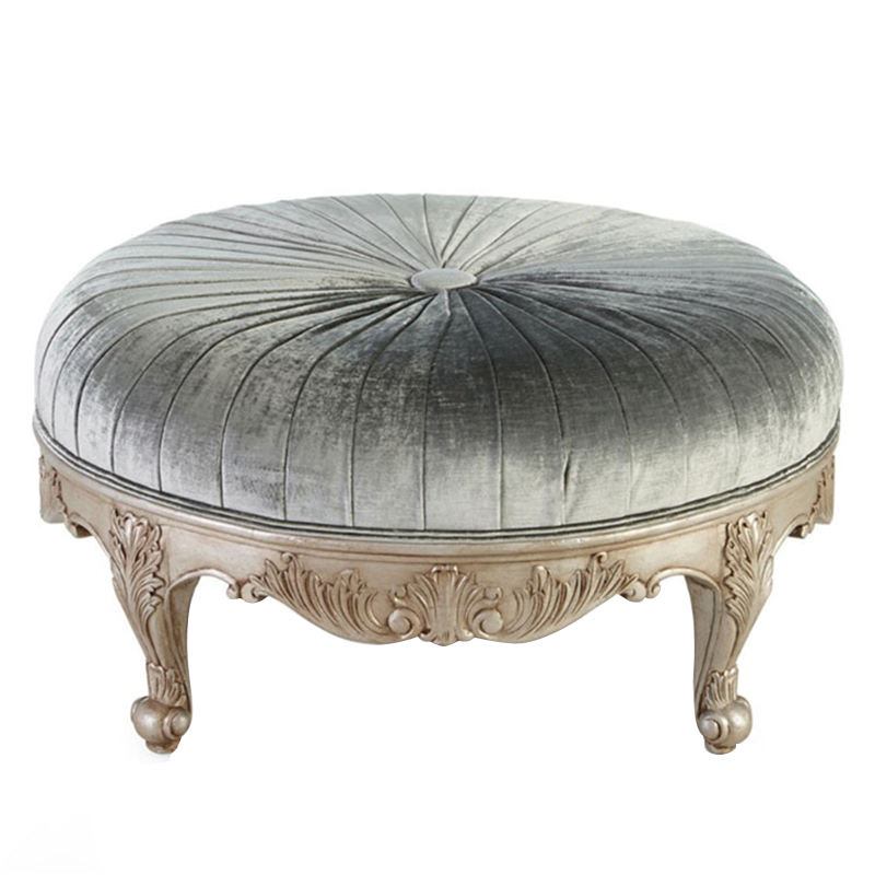 Modern luxury round footstool made of solid wood soft fabric, used for admission to schools or apartments, and for century velvet footstool image 2