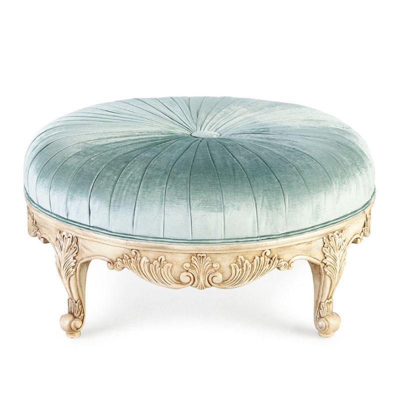 Modern luxury round footstool made of solid wood soft fabric, used for admission to schools or apartments, and for century velvet footstool image 4