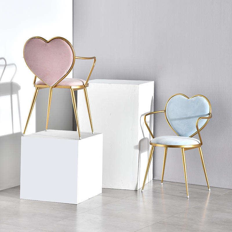 Commercial furniture heart-shaped chair, green velvet dressing table chair, nail trimming chair
