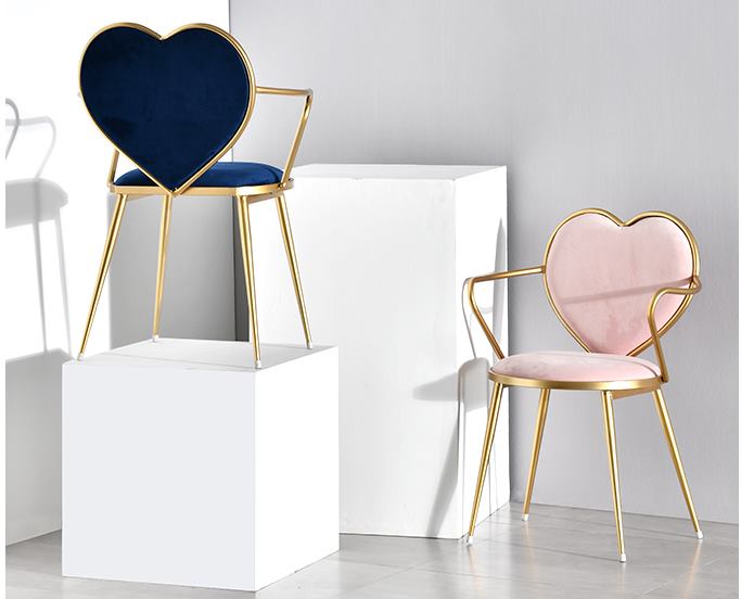 Commercial furniture heart-shaped chair, green velvet dressing table chair, nail trimming chair image 3