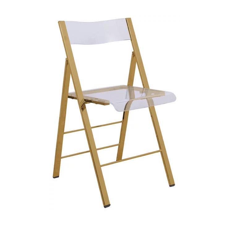 Hotel Furniture Folding Stackable Acrylic Accessories Transparent Garden Metal Gold Stainless Steel Wedding Chair image 3