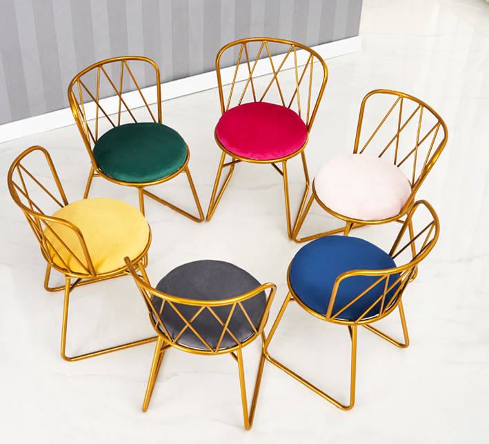 Wholesale luxury detachable hall metal chairs, proxy gold chairs, Ins style gold dining chairs