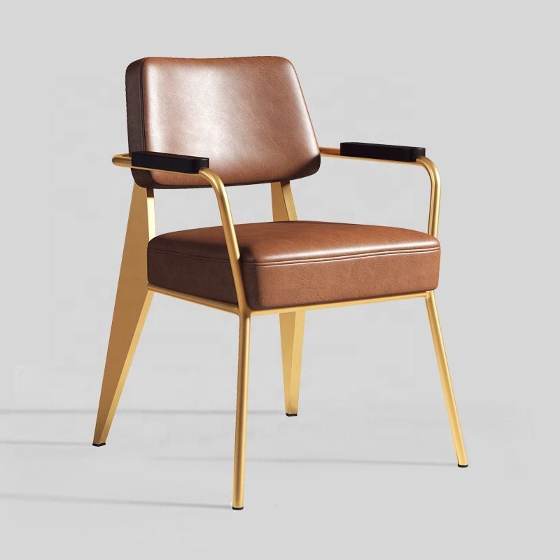 Modern restaurant armchair, simple coffee table, new design, casual and fashionable metal leg chair, family dining room, living room, villa image 2