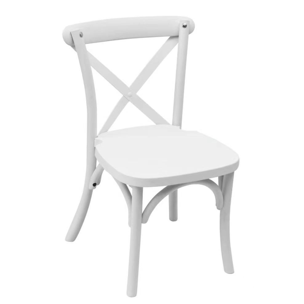 Wholesale Solid Wood X Back Chair PP Resin Plastic Children's Stackable Cross Backrest Restaurant Hotel Wedding Party Event Chair image 2