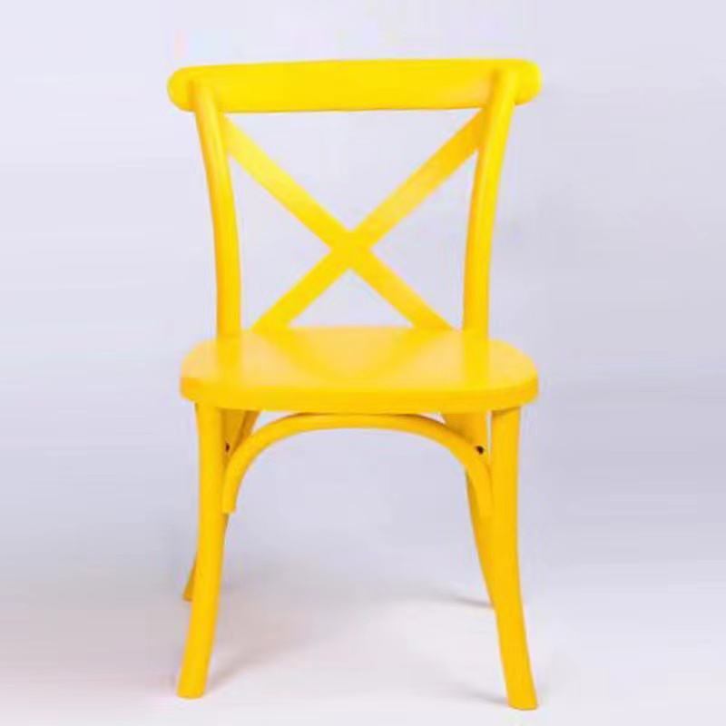 Wholesale Solid Wood X Back Chair PP Resin Plastic Children's Stackable Cross Backrest Restaurant Hotel Wedding Party Event Chair image 3