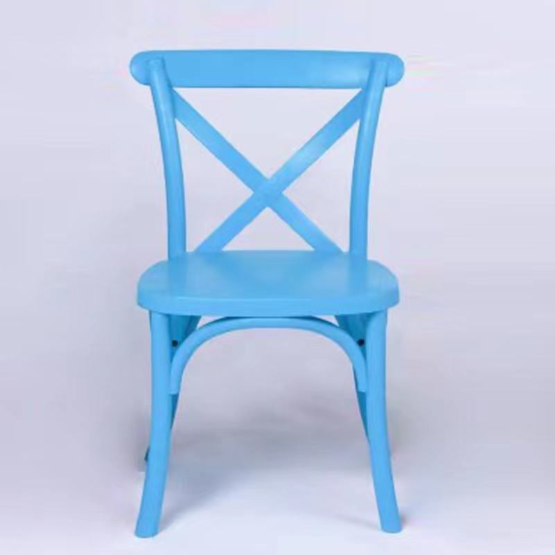 Wholesale Solid Wood X Back Chair PP Resin Plastic Children's Stackable Cross Backrest Restaurant Hotel Wedding Party Event Chair image 4