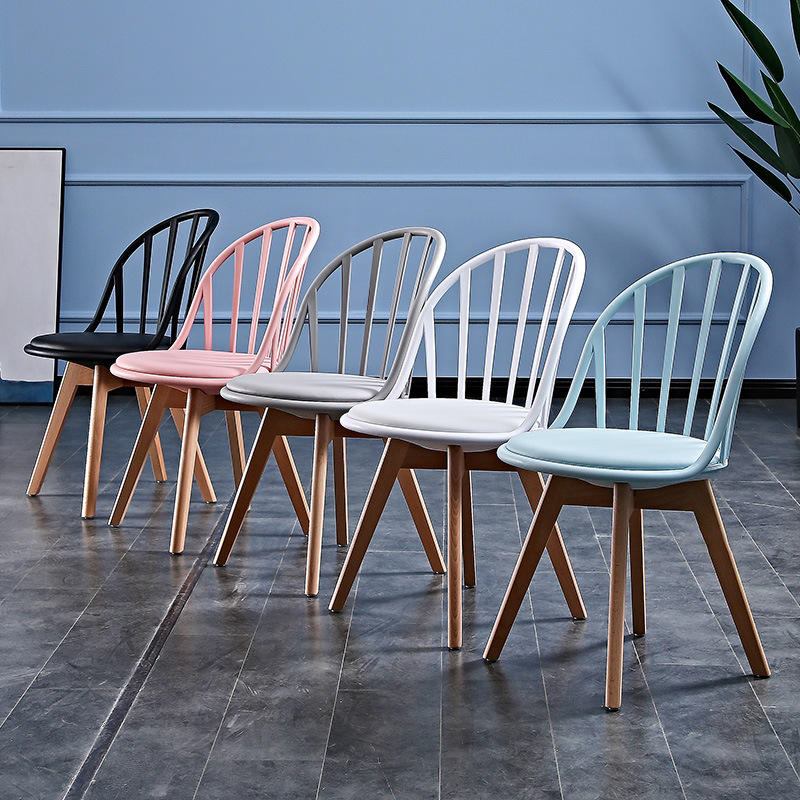 Modern white comfortable soft cushion restaurant coffee chair wholesale outdoor dining furniture wooden legs home bar apartment gym image 2