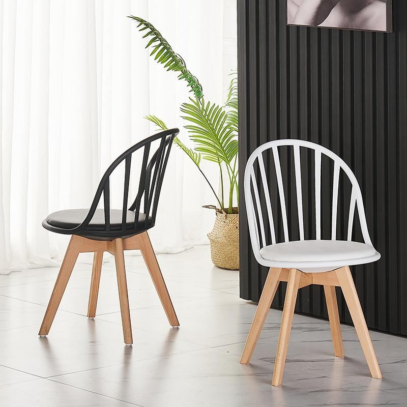 Modern white comfortable soft cushion restaurant coffee chair wholesale outdoor dining furniture wooden legs home bar apartment gym image 3