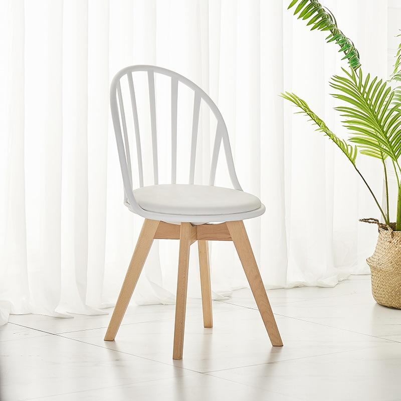 Modern white comfortable soft cushion restaurant coffee chair wholesale outdoor dining furniture wooden legs home bar apartment gym image 4