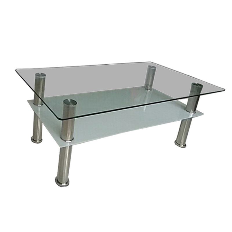 Hotel luxury modern tea corner center table square tempered transparent curved glass coffee table image 2