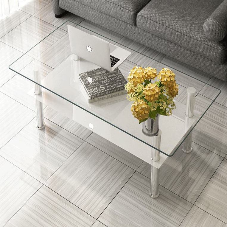 Hotel luxury modern tea corner center table square tempered transparent curved glass coffee table image 4