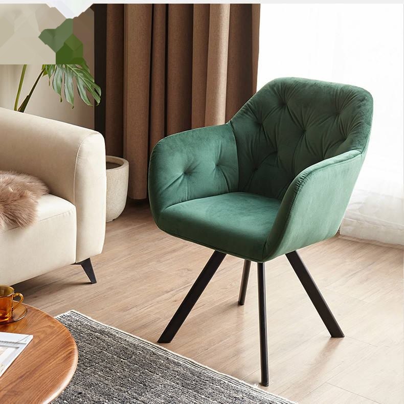Modern Green Velvet Dining Chair Cooling Luxury Home Furniture Metal Legs Living Room Workshop Home Bar Apartment - Wholesale