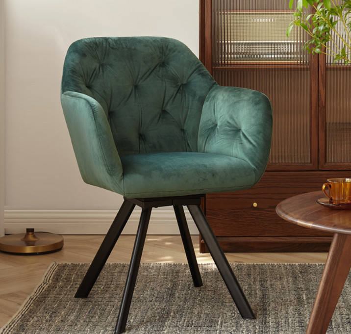 Modern Green Velvet Dining Chair Cooling Luxury Home Furniture Metal Legs Living Room Workshop Home Bar Apartment - Wholesale image 2