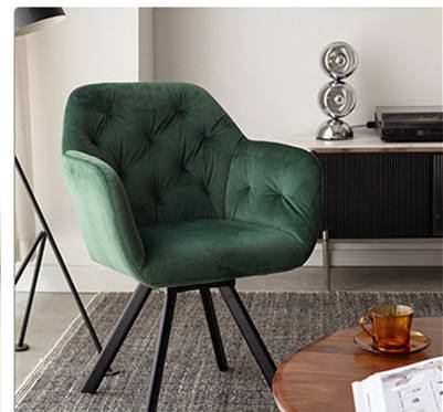 Modern Green Velvet Dining Chair Cooling Luxury Home Furniture Metal Legs Living Room Workshop Home Bar Apartment - Wholesale image 4