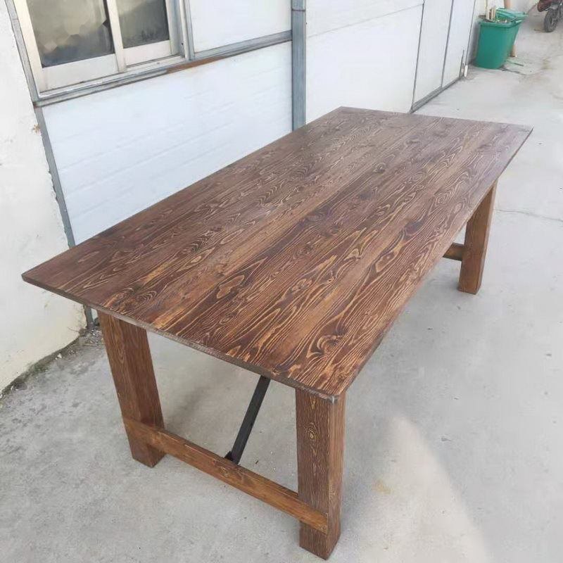 Wholesale high-quality rectangular French designed antique folding pine farmhouse table image 2