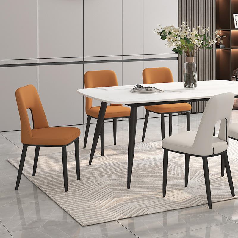 Popular Modern Restaurant Furniture Restaurant Metal Legs Green Modern Pu Leather Chair Dining Chair
