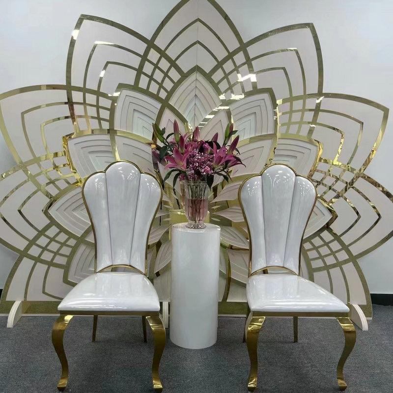 Luxury Party Rental Flower shaped Golden Polyvinyl Chloride Banquet Wedding Decoration Arched Acrylic Background Bracket Wedding Event