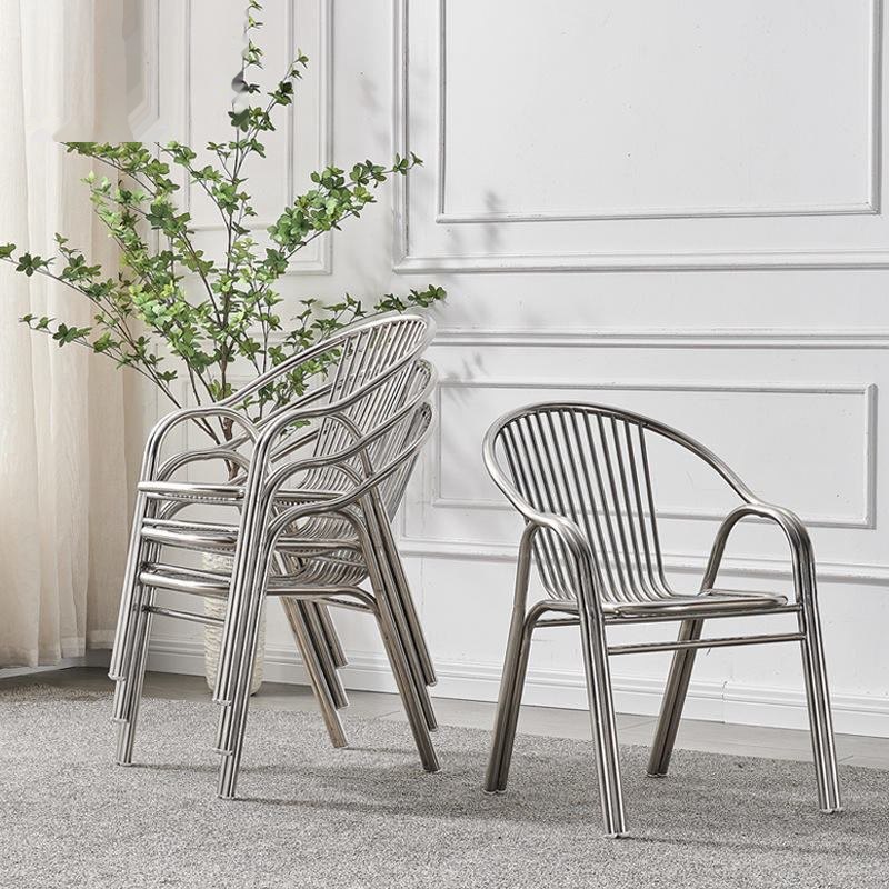 Leisure courtyard furniture, modern and simple, stackable outdoor stainless steel chairs
