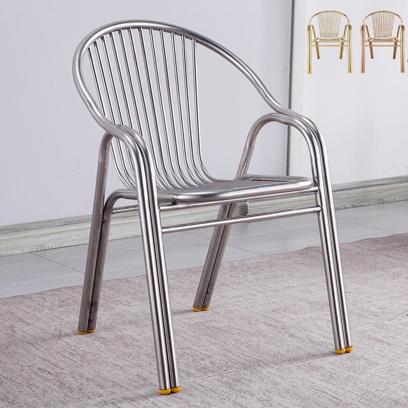 Leisure courtyard furniture, modern and simple, stackable outdoor stainless steel chairs image 2