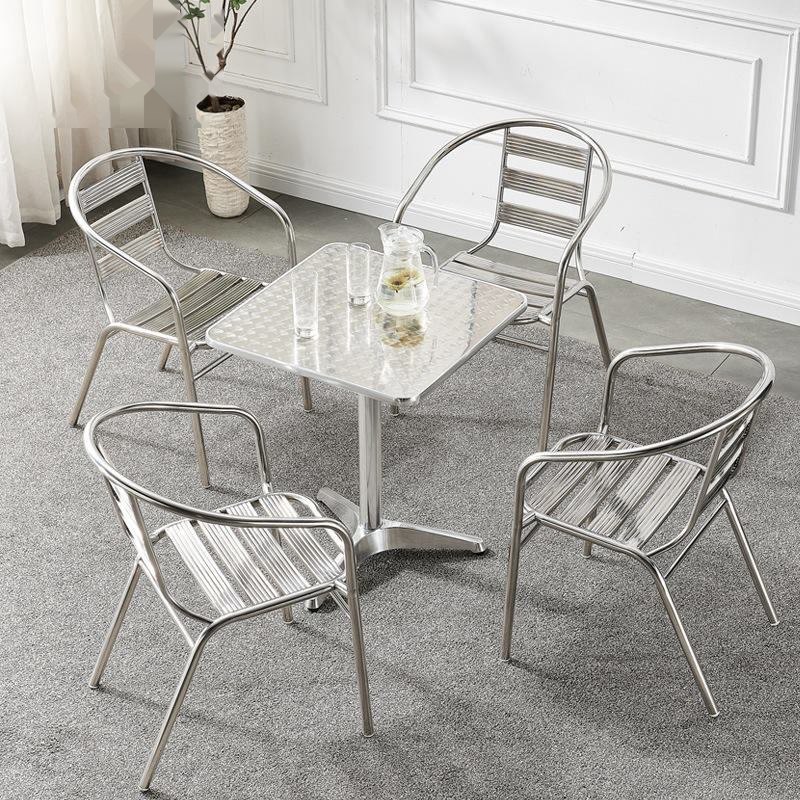 Leisure courtyard furniture, modern and simple, stackable outdoor stainless steel chairs image 3