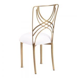 Modern design stainless steel white leather Napoleon chiavari chair gold stackable wedding event chair