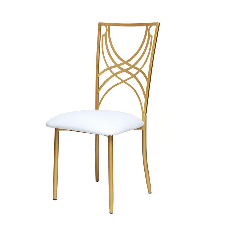 Modern design stainless steel white leather Napoleon chiavari chair gold stackable wedding event chair image 2