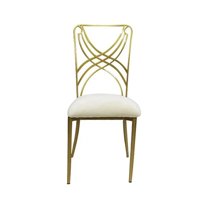 Modern design stainless steel white leather Napoleon chiavari chair gold stackable wedding event chair image 3