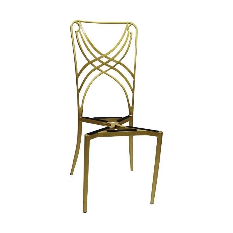 Modern design stainless steel white leather Napoleon chiavari chair gold stackable wedding event chair image 4
