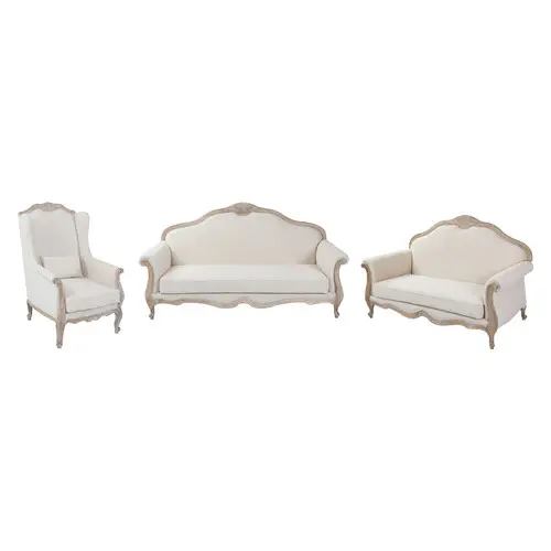 High quality wooden living room sofa, wedding armrest sofa, solid wood living room chair with armrests and carved legs image 3