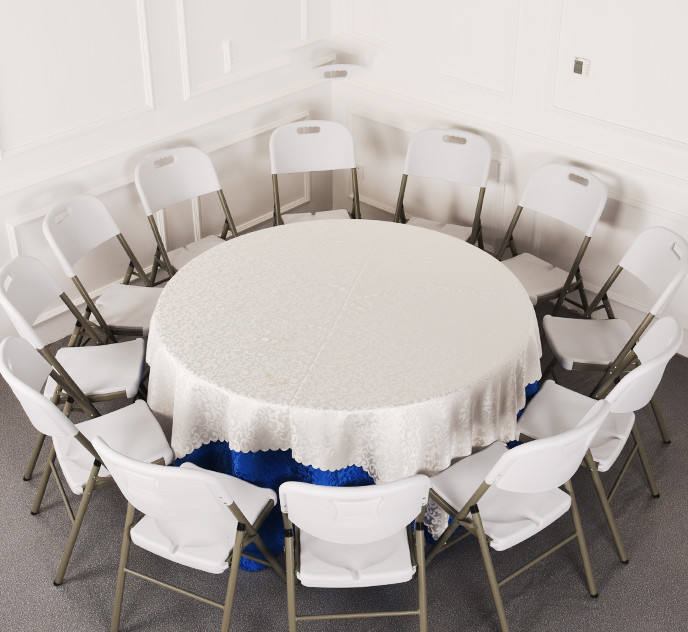 PVT white 6-foot folding party wedding plastic circular folding table image 2