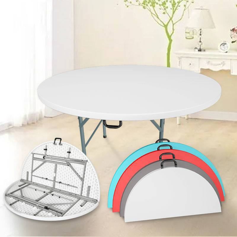 PVT white 6-foot folding party wedding plastic circular folding table image 3