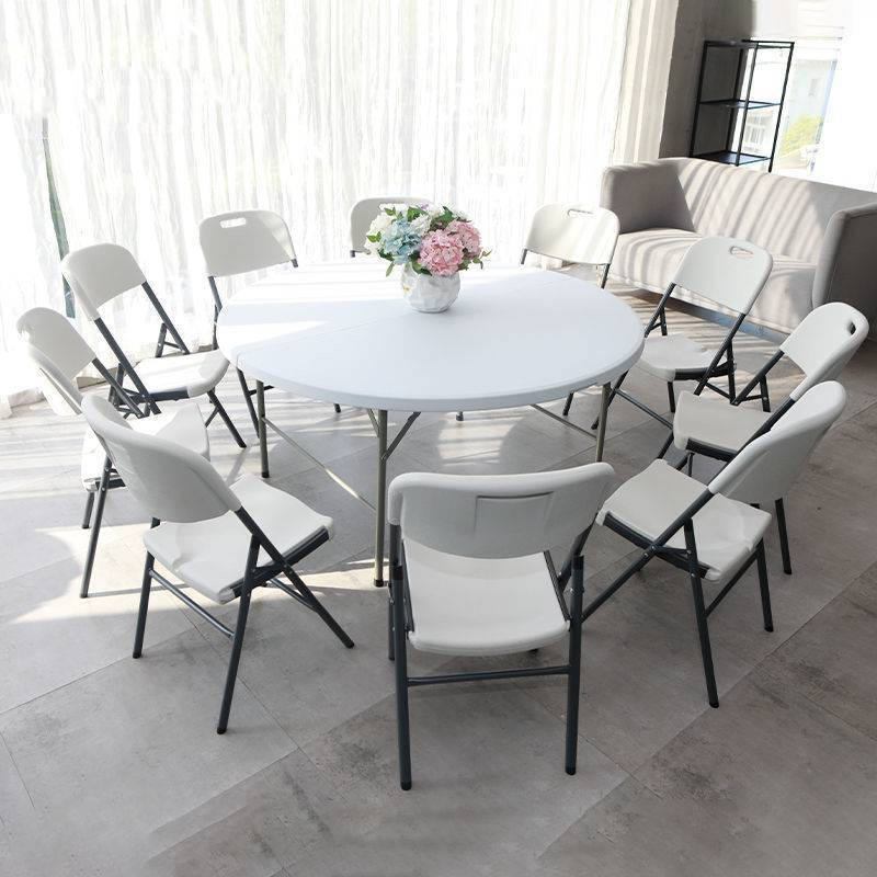 PVT white 6-foot folding party wedding plastic circular folding table image 4
